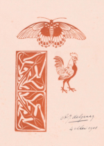 Plakat motyl kogut Julie de Graag vintage secesja art
