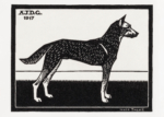 Plakat pies drzeworyt Julie de Graag 1917 czarno-biały