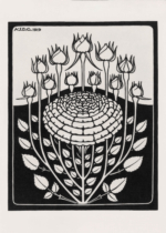 Plakat Julie de Graag 1919 botaniczny czarno-biały kwiat