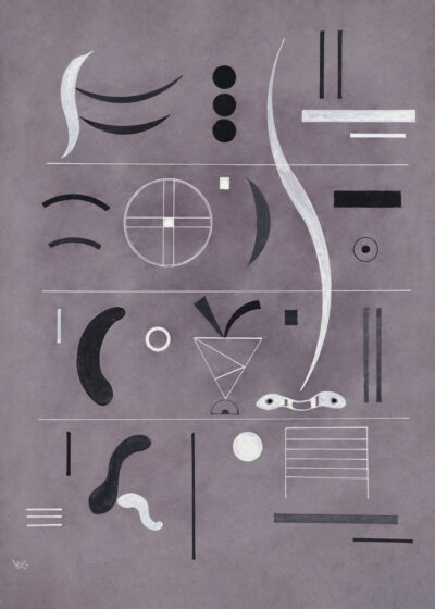 Plakat Kandinsky Cztery Części abstrakcja geometryczna szara
