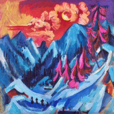 Plakat Zimowy pejzaż w świetle księżyca Ernst Ludwig Kirchner alpejski widok ekspresjonizm