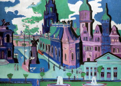 Plakat Ernst Ludwig Kirchner Drezno Schloßplatz ekspresjonistyczny krajobraz