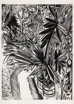 Plakat Jena Ernst Ludwig Kirchner tropikalne liście drzeworyt