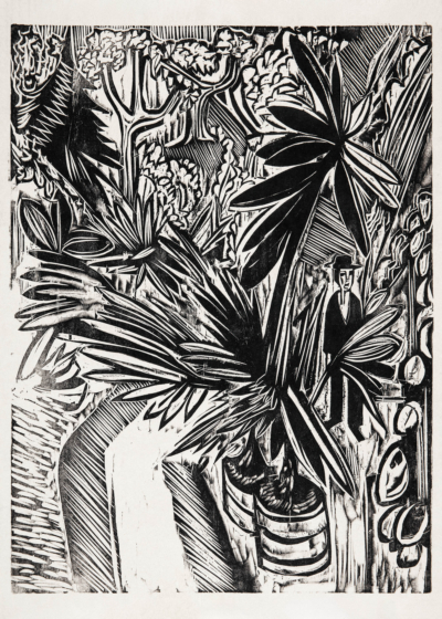 Plakat Jena Ernst Ludwig Kirchner tropikalne liście drzeworyt