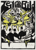 Plakat Tancerki w Pałacu Lodowym 1912 Ernst Ludwig Kirchner ekspresjonizm czarno-biało-żółty