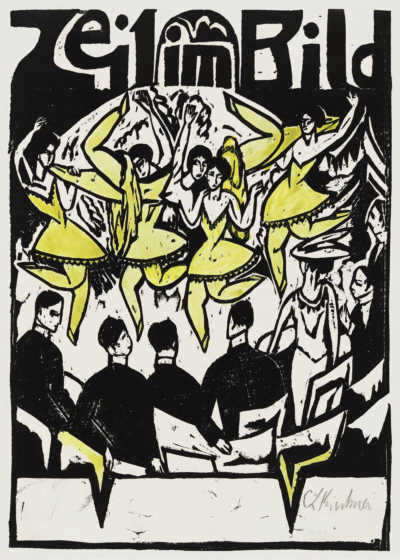 Plakat Tancerki w Pałacu Lodowym 1912 Ernst Ludwig Kirchner ekspresjonizm czarno-biało-żółty