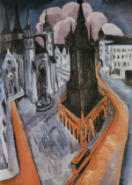 Plakat Roter Turm w Halle Ernst Ludwig Kirchner ekspresjonizm miejski krajobraz