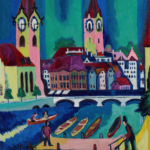 Plakat 1926 Ernst Ludwig Kirchner łodzie na rzece ekspresjonizm
