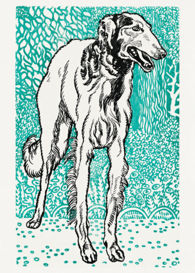 Plakat chart pies Moriz Jung austriacka secesja turkus