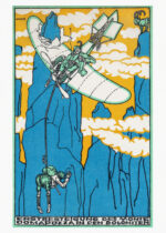 Plakat Moriz Jung aeroplan góry Dolomity secesja 1911