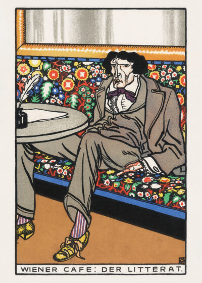 Plakat Pisarz szukający weny Wiener Café Der Litterat Moriz Jung secesja