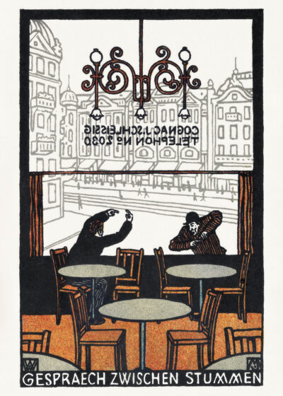 Plakat Gespräch zwischen Stummen Moritz Jung secesja