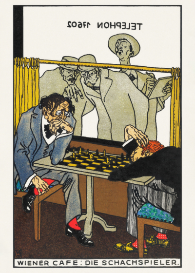 Plakat Wiener Cafe Szachiści Moriz Jung secesja