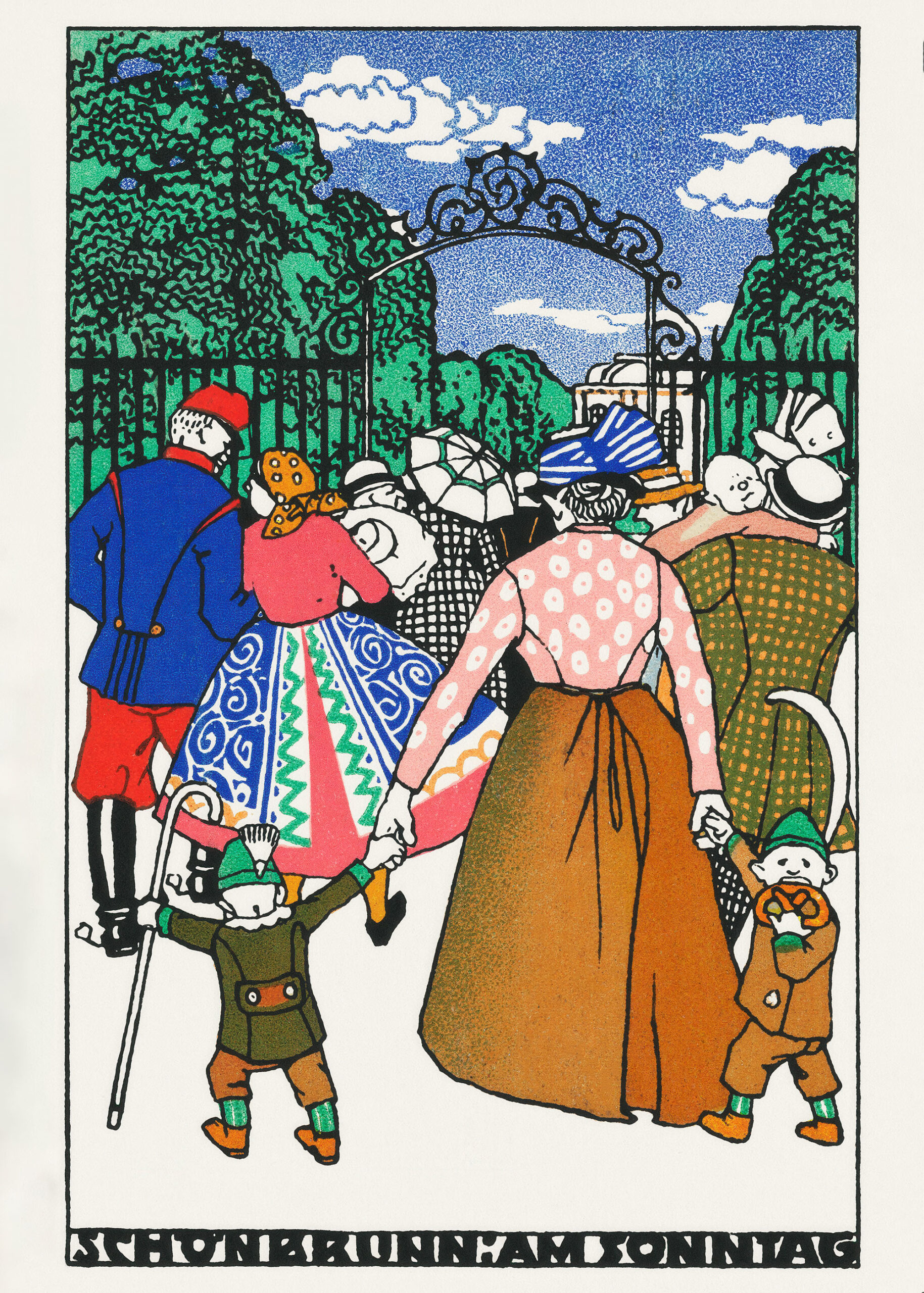 Plakat Schönbrunn am Sonntag Spacer w parku Moriz Jung secesja wiedeńska