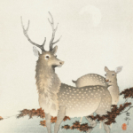 Plakat Jelenie pod klonami Ohara Koson japoński drzeworyt