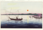 Plakat Rybacy o zmierzchu Ohara Koson ukiyo-e japoński