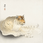 Plakat tygrys Ohara Koson japoński drzeworyt shin-hanga