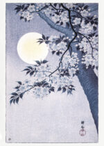 Plakat Kwitnąca wiśnia w świetle księżyca Ohara Koson