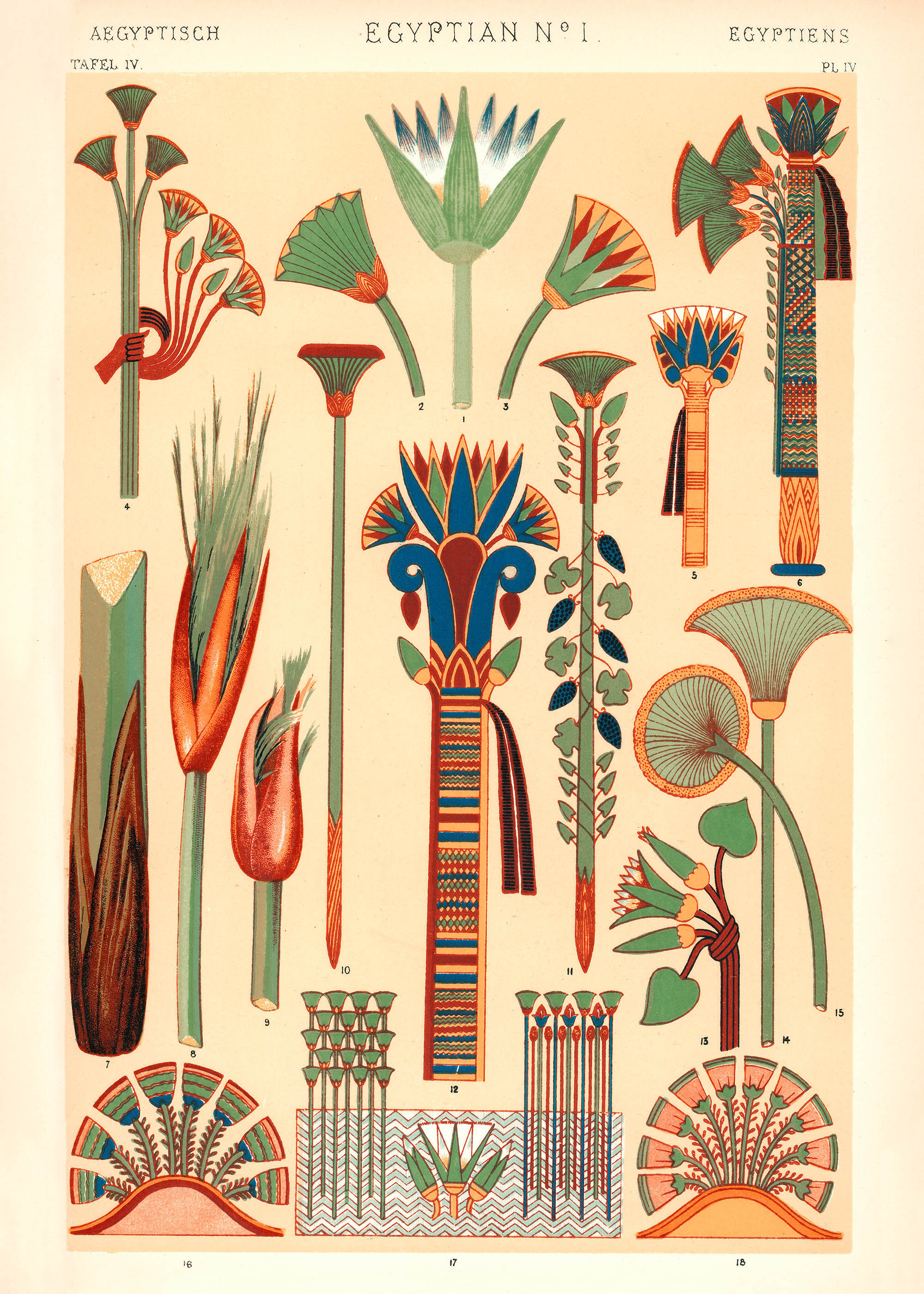 Plakat egipski ornament Owen Jones Gramatyka Ornamentu