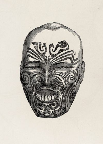 Plakat maoryjska maska ceremonialna Owen Jones