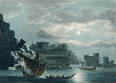 Plakat Widok portu w świetle księżyca Luigi Mayer