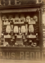 Plakat Atget witryna sklepu medycznego z bandażami Paryż vintage sepia