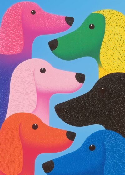 PSY-001 - plakat z psami kolorowymi od Plakatello