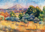 Plakat Renoir Góra Świętej Wiktorii 1888-89 krajobraz prowansalski drzewa oliwne impresja