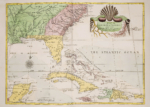 Plakat vintage do gabinetu, historyczna mapa USA Karolina Floryda Bahamy XVIII w.
