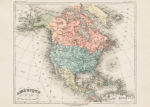 Plakat stara mapa Ameryki Północnej Atlas Universel