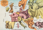 Plakat satiryczna mapa Europy 1870 vintage antyczna