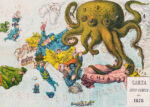 Plakat satyryczna mapa Europy 1878 ośmiornica Rosja