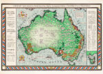 Plakat vintage mapa Australii 1927-28 styl kolonialny