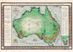 Plakat vintage mapa Australii 1927-28 styl kolonialny