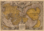 Plakat mapa świata XVI wiek stara kartografia vintage