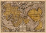 Plakat mapa świata XVI wiek stara kartografia vintage