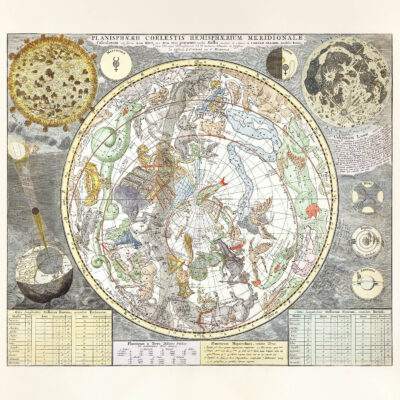 Plakat mapa nieba południowego barokowa astronomia