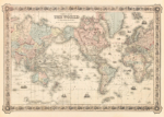 Plakat mapa świata 1854 Colton vintage kartografia