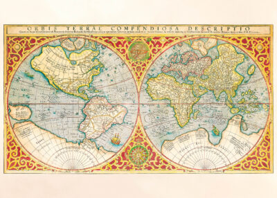 Plakat mapa świata XVI wiek Orbis Terrae Mercator