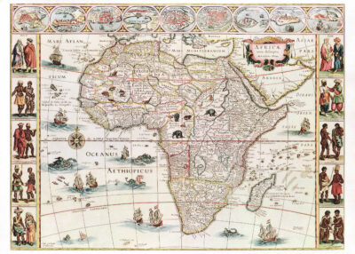 Plakat historyczna mapa Afryki XVII wiek vintage