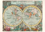 Plakat mapa świata XVII wiek J. Seller kartografia