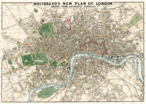 Plakat historyczna mapa Londynu Whitbread vintage