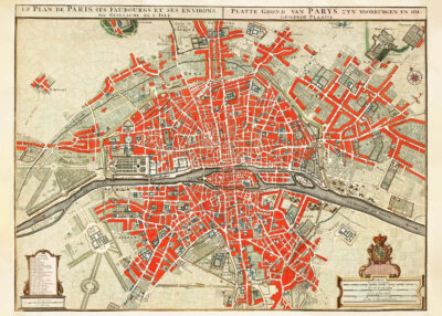 Plakat historyczna mapa Paryża XVII wiek Guillaume de L'Isle