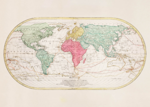 Plakat mapa świata XVIII wiek francuska kartografia