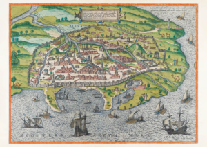 Plakat mapa Aleksandrii XVI wiek Civitates Orbis Terrarum