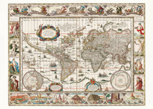 Plakat mapa świata XVII wiek Nova Totius Terrarum Orbis