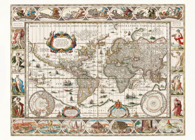 Plakat mapa świata XVII wiek Nova Totius Terrarum Orbis
