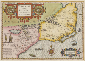 Plakat historyczna mapa Virginii i Florydy XVI wiek