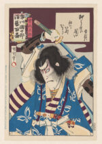 Plakat japoński aktor kabuki Toyohara Kunichika ukiyo-e