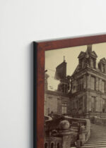 Plakat oprawiony w drewnianą brązową ramkę Vintage Italia: Rezydencja królewska w Fontainebleau pod Paryżem Atget